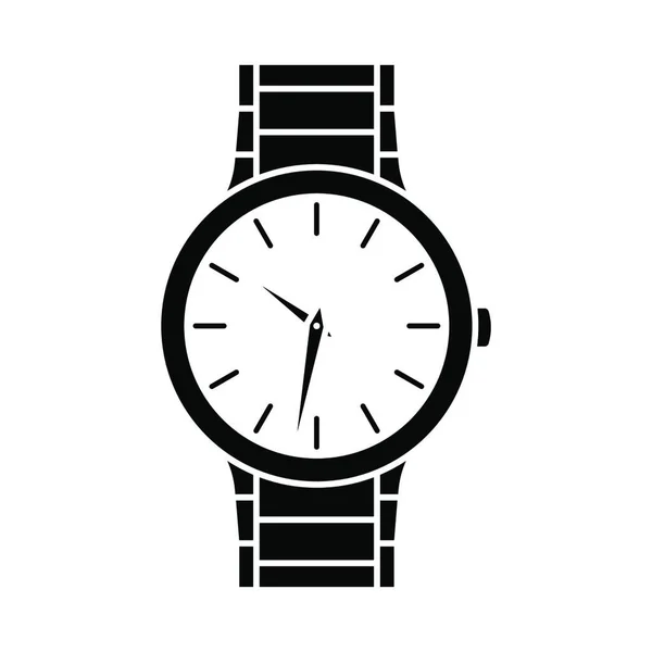 Icono Del Reloj Pulsera Ilustración Vectorial Blanco Negro — Vector de stock