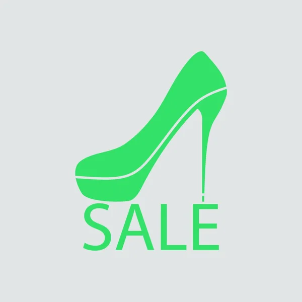 Високий Каблук Взуття Знаку Продажу Зелений Сірому Тлі Векторна Ілюстрація — стоковий вектор