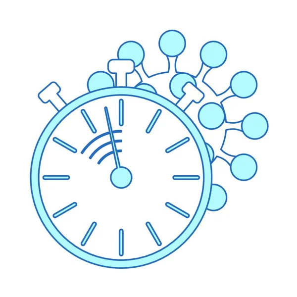 Coronavirus Molecule Stopwatch Icon Inglés Línea Delgada Con Diseño Relleno — Vector de stock