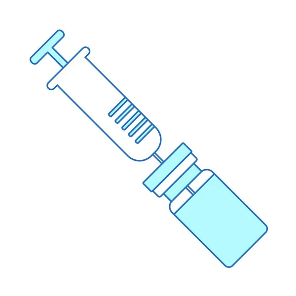 Covid Vaccine Icon 청색채워지는 디자인으로 구성되어 사기적 — 스톡 벡터
