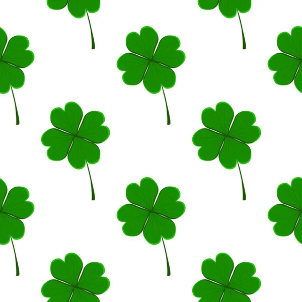 テーマのイラストアイルランドの休日聖パトリックの日 シームレスな緑のシャムロッククローバー パターンセントパトリックの日は 多くの同一のシャムロッククローバーで構成されます 聖パトリックの日のための緑のシャーロックメインクローバー — ストックベクタ
