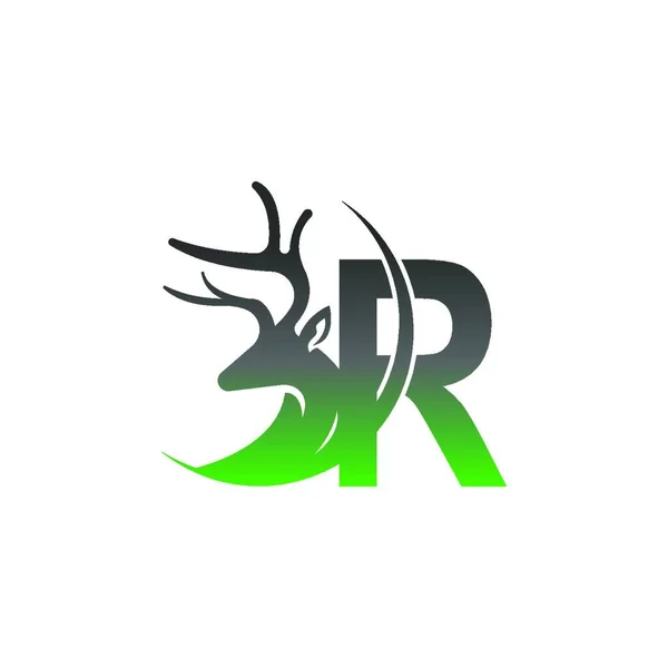 鹿のイラストデザインベクトル付き文字Rのアイコンのロゴ — ストックベクタ