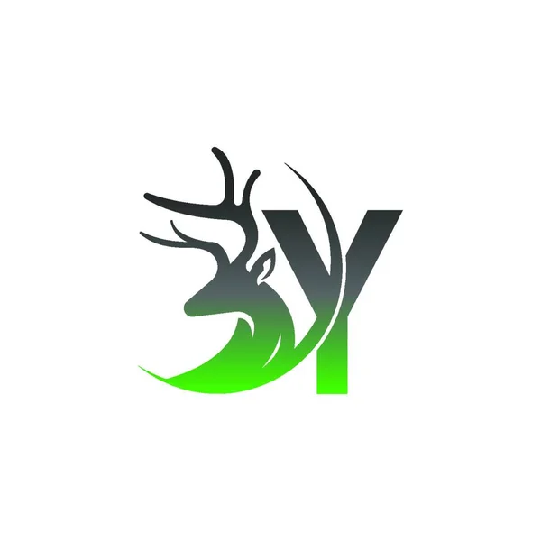 Letra Ícone Logotipo Com Vetor Design Ilustração Veado —  Vetores de Stock