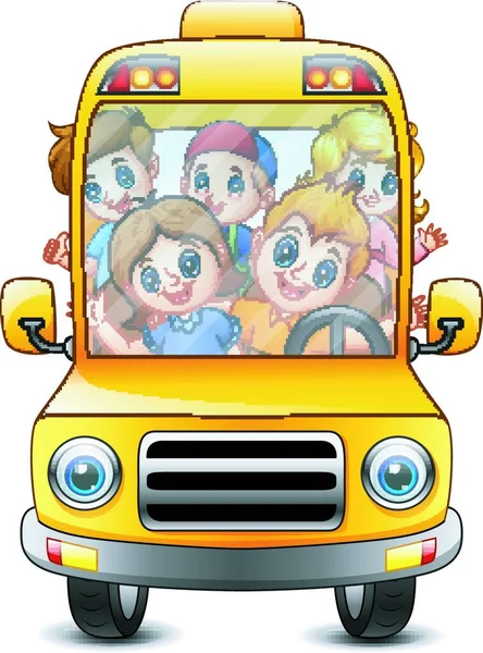 Векторна Ілюстрація Щасливі Діти Катаються Автобусом — стоковий вектор