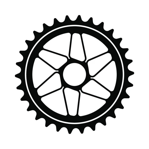 Ikona Ozubeného Kola Černobílá Ilustrace — Stockový vektor