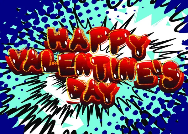 Comicbuch Happy Valentine Day Grußkarte Auf Cartoon Hintergrund Komische Soundeffekte — Stockvektor