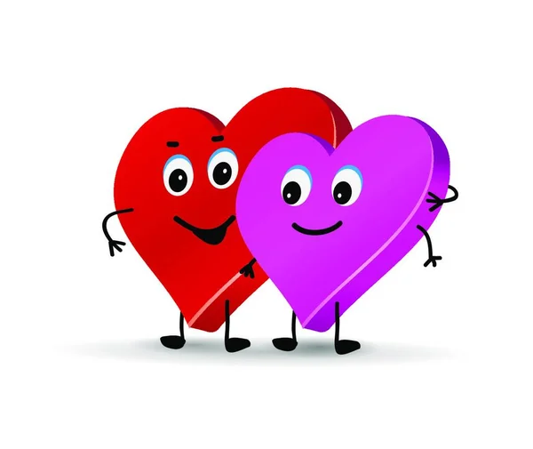 Personnages Mignons Des Amoureux Deux Cœurs Embrasse Autre Illustration Vectorielle — Image vectorielle