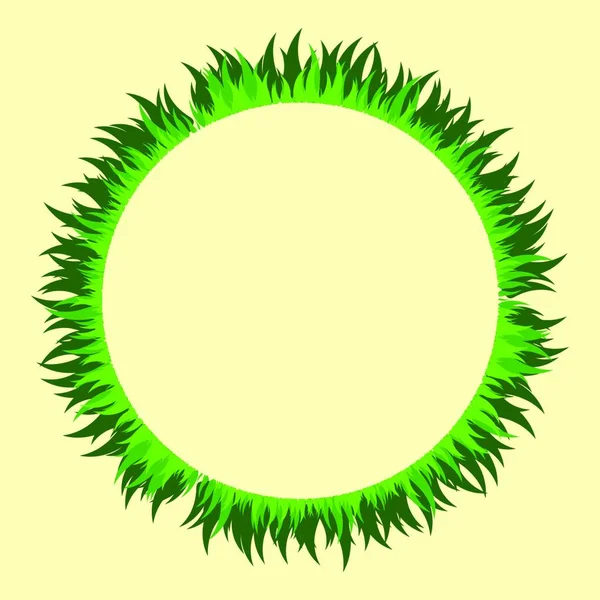 Gras Cirkel Frame Ronde Lege Rand Eco Stijl Met Groen — Stockvector