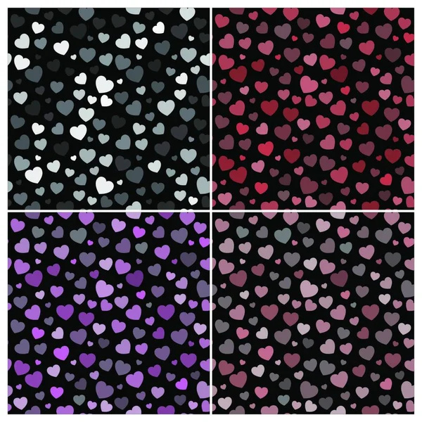 Heart Background Set Valentines Day Pretty Pastel Seamless Pattern Collection — Stock Vector