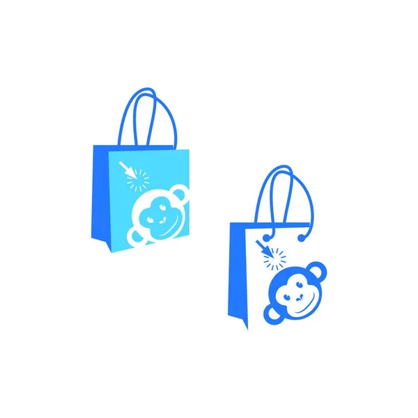 Monkey Shop Bag Logo Icon Design Illustration Vektor — Stockvektor