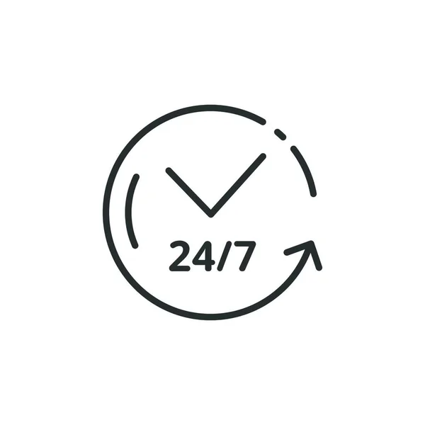 Icono Línea Delgada Reloj Servicio Asistencia Esquema Aislado Comercio Vector — Vector de stock