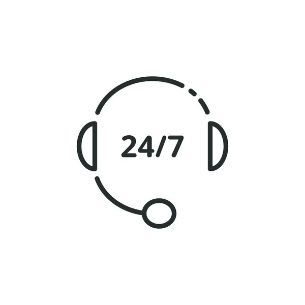 Κλήση Κέντρο Λεπτή Γραμμή Εικονίδιο Ακουστικά Τηλεφωνικός Βοηθός Μεμονωμένη Απεικόνιση — Διανυσματικό Αρχείο