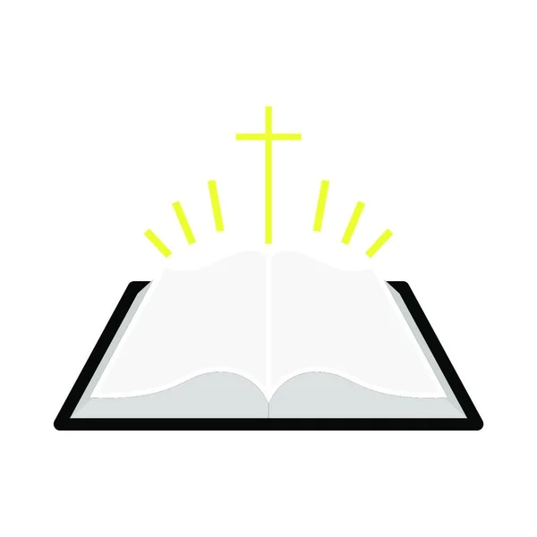 Bijbelboek Met Heilig Communie Icoon Vector Illustratie Ontwerp — Stockvector