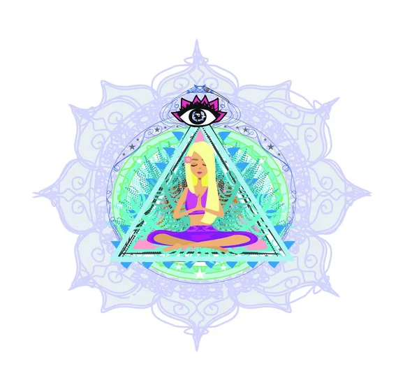 Conceptul Meditație Yoga Ilustrație Vectorială — Vector de stoc