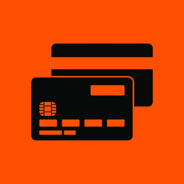 Ikona Přední Zadní Strany Kreditní Karty Černá Oranžovém Pozadí Vektorová — Stockový vektor