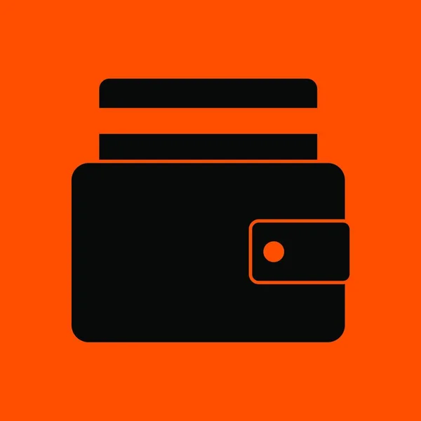 信用卡从钱包里出来 黑色的橙色背景 病媒图解 — 图库矢量图片