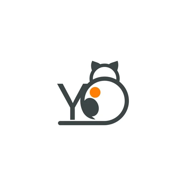 Logo Ikony Kočky Písmenem Šablona Vektorové Ilustrace — Stockový vektor