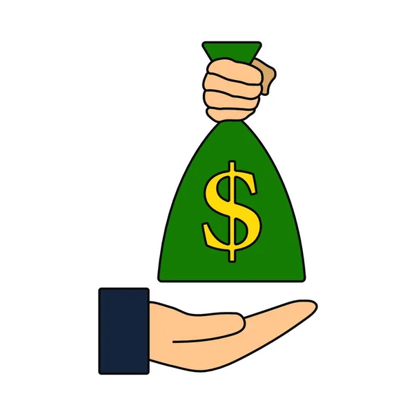 Χρήματα Τσάντα Σύμβολο Δολάριο Διάνυσμα Εικονογράφηση Σχεδιασμό — Διανυσματικό Αρχείο