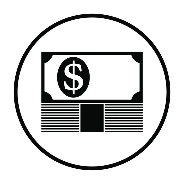 Banknote Top Money Stack Icon Vzor Tenkého Kroužku Vektorová Ilustrace — Stockový vektor