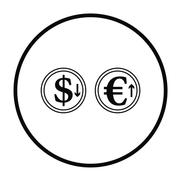 Chute Dollar Hausse Croissance Euro Coins Icône Conception Pochoir Cercle — Image vectorielle