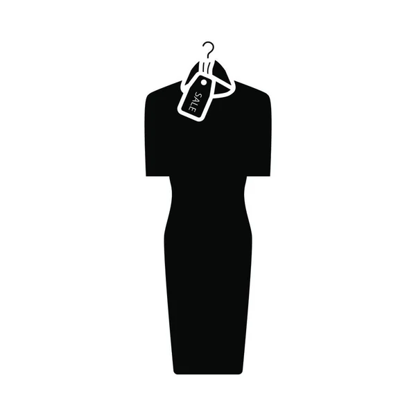 Kleid Auf Kleiderbügel Mit Sale Tag Icon Schwarzes Schablonendesign Vektorillustration — Stockvektor