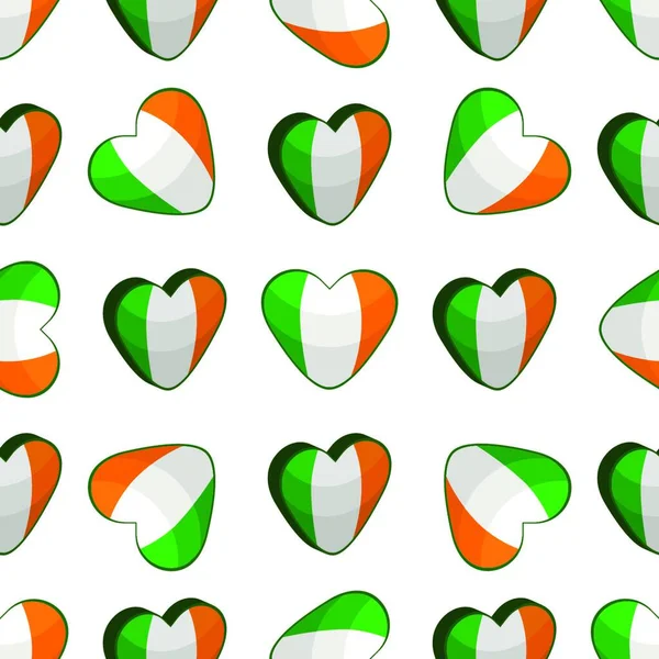 Illustration Theme Irish Holiday Patrick Day Seamless Color Hearts Pattern — Stock Vector