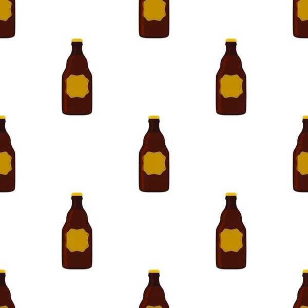 Ilustración Sobre Botellas Vidrio Cerveza Sin Costura Tema Con Tapa — Vector de stock