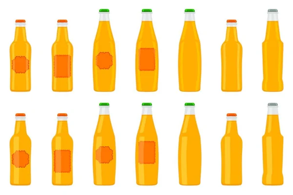 Illustrazione Sul Tema Big Kit Bottiglie Vetro Birra Con Coperchio — Vettoriale Stock