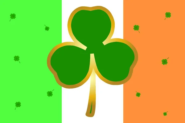 Drapeau Irlandais Vacances Saint Patrick Jour Avec Trèfle Trèfle Vert — Image vectorielle