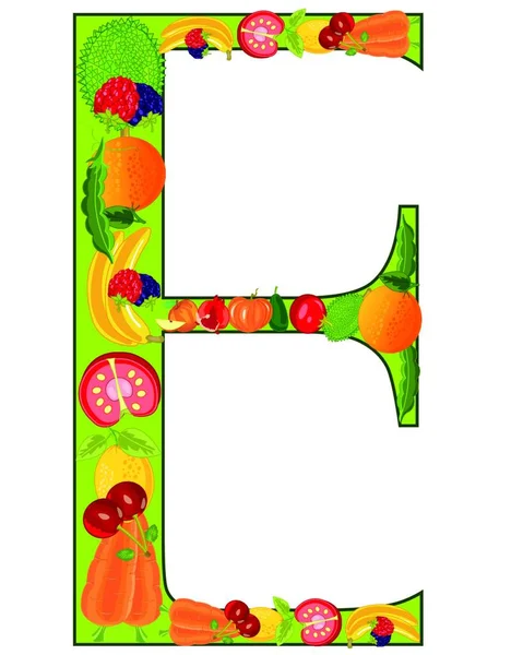 Векторна Ілюстрація Букви Алфавіту Фруктами Овочами Ізольовані Білому Тлі — стоковий вектор