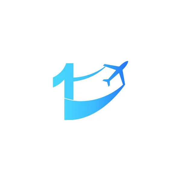 Nummer Mit Flugzeug Logo Symbol Design Vektor Illustrationsvorlage — Stockvektor