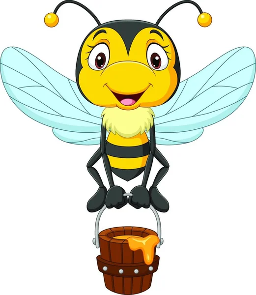 Απεικόνιση Μιας Μέλισσας Κάθεται Λευκό Φόντο — Διανυσματικό Αρχείο