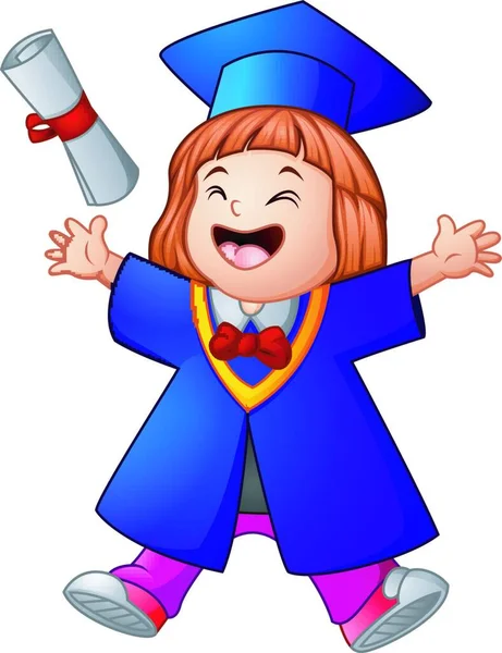 Ilustración Vectorial Dibujos Animados Chica Graduación Feliz — Archivo Imágenes Vectoriales