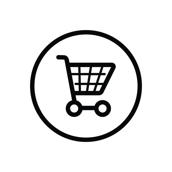 Empty Shopping Cart Commerce Outline Icon Circle Isolated Vector Illustration — Stock Vector
