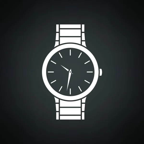 Zwart Horloge Pictogram Geïsoleerd Witte Achtergrond Polshorloge Symbool Pictogrammen Cirkelknoppen — Stockvector
