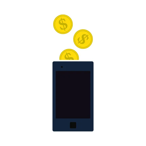 ドルとお金のベクトルのイラストデザインのスマートフォン — ストックベクタ