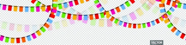 透明背景 矢量文件 上无缝彩色快乐花环的Eps 10矢量图解 用于狂欢节派对或音节模板的使用 — 图库矢量图片