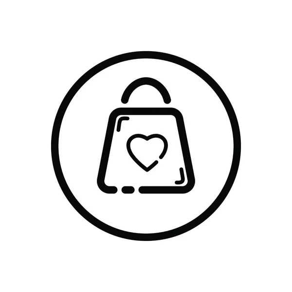 Valentinstag Einkaufstasche Mit Herz Liebessymbol Umrisse Des Handels Einem Kreis — Stockvektor