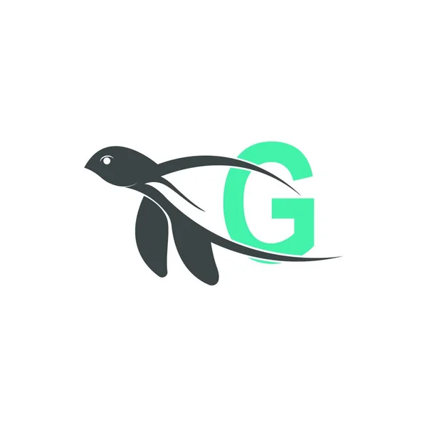 Значок Морской Черепахи Буквой Шаблон Рисунка Логотипа — стоковый вектор
