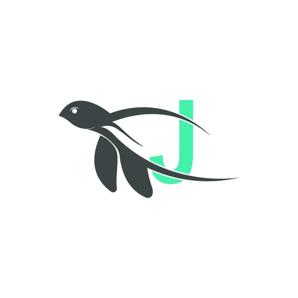 Meeresschildkröte Symbol Mit Buchstabe Logo Design Illustration Vorlage — Stockvektor