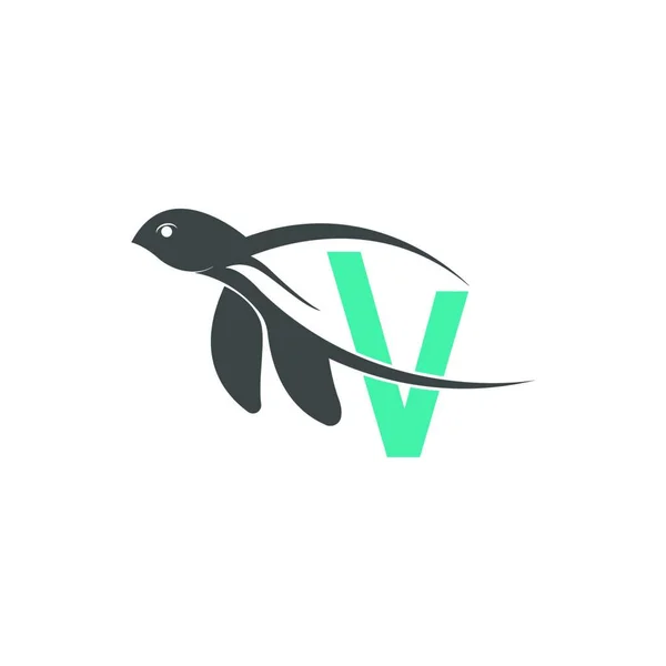 Значок Морської Черепахи Літерою Шаблон Ілюстрації Дизайну Логотипу — стоковий вектор