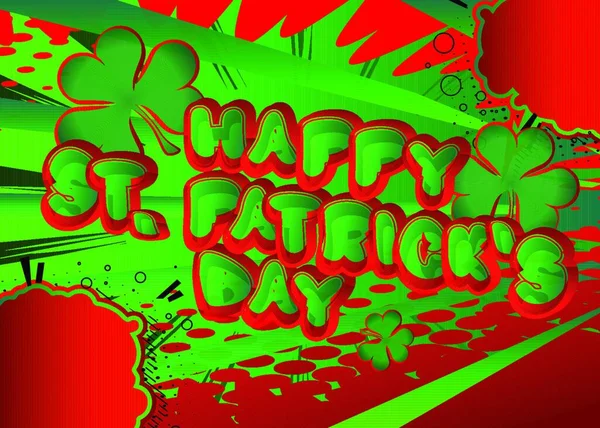 Aziz Patrick Günü Çizgi Roman Tebrik Kartı Retro Çizgi Film — Stok Vektör