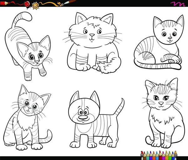 Desenhos Animados Preto Branco Ilustração Personagens Quadrinhos Gatos  Definir Página imagem vetorial de PantherMediaSeller© 505473940