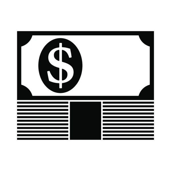 Banknote Top Money Stack Icon Black Stencil Design Vektorová Ilustrace — Stockový vektor