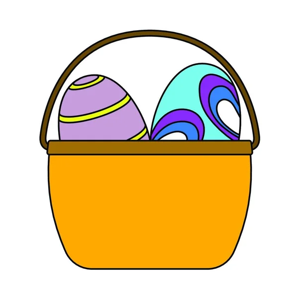 Uovo Pasqua Con Uova Cestino Disegno Illustrazione Vettoriale — Vettoriale Stock