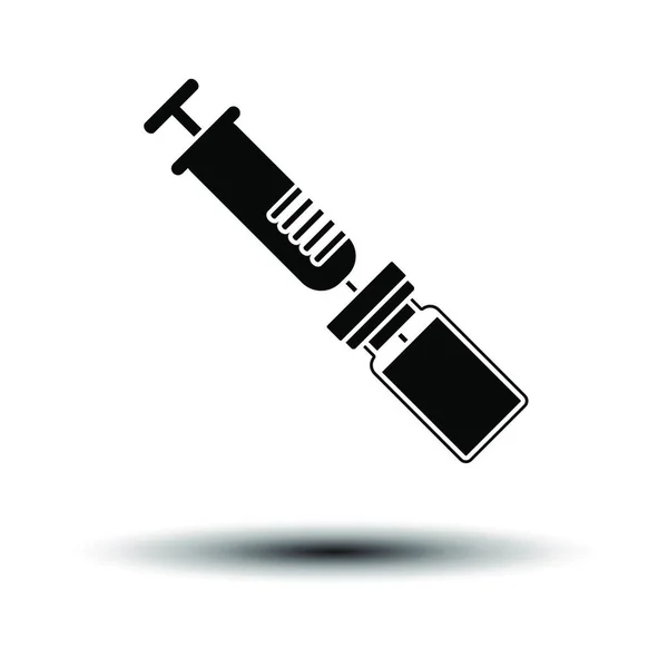 Black White Medical Syringe Icon Isolated Blue Background Vector Illustration — Stock Vector