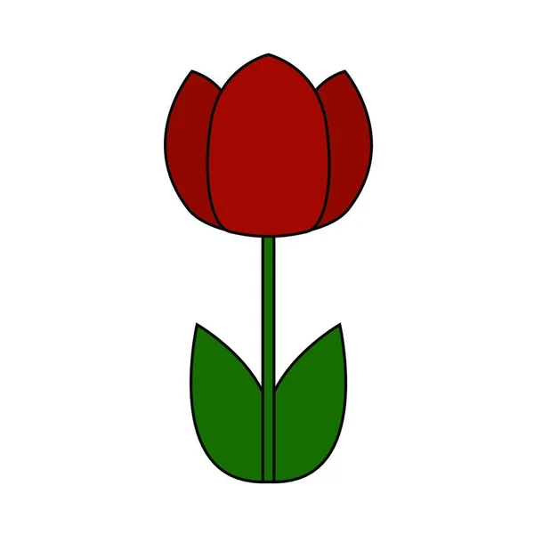 Ícone Flor Ilustração Simples Vetor Tulipa Efeito Contorno Isolado — Vetor de Stock