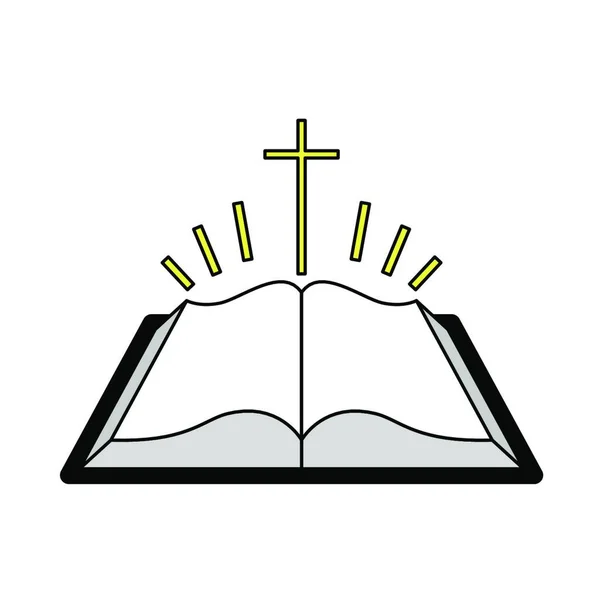 Βιβλίο Της Βίβλου Ιερό Εικονίδιο Κοινωνίας Πάνω Από Λευκό Φόντο — Διανυσματικό Αρχείο