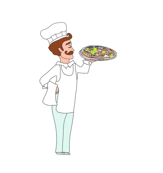 Chef Con Cappello Cappuccio Disegno Illustrazione Vettoriale — Vettoriale Stock