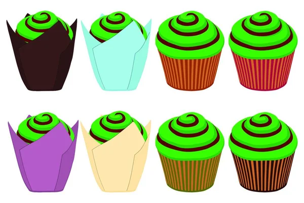 Illustration Zum Thema Irischer Feiertag Patrick Day Große Grüne Muffins — Stockvektor